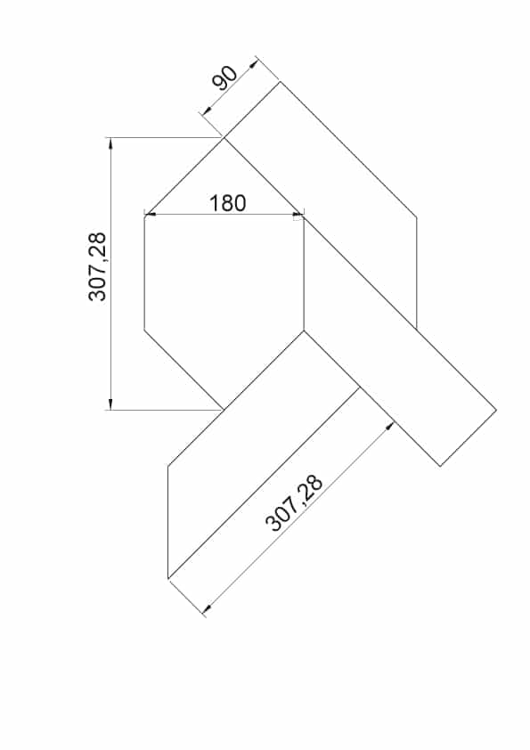 Dessin cotes panneau Hexagone