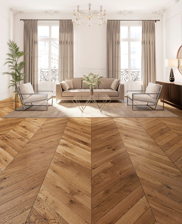 Design Parquet. HAUSSMANN AMBIANCE 2 90x14x500 RUCA BROSSE VIEILLI VERNIS SATINE - NL