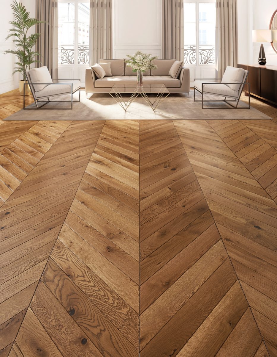 HAUSSMAN chevron brushed satin Design parquet