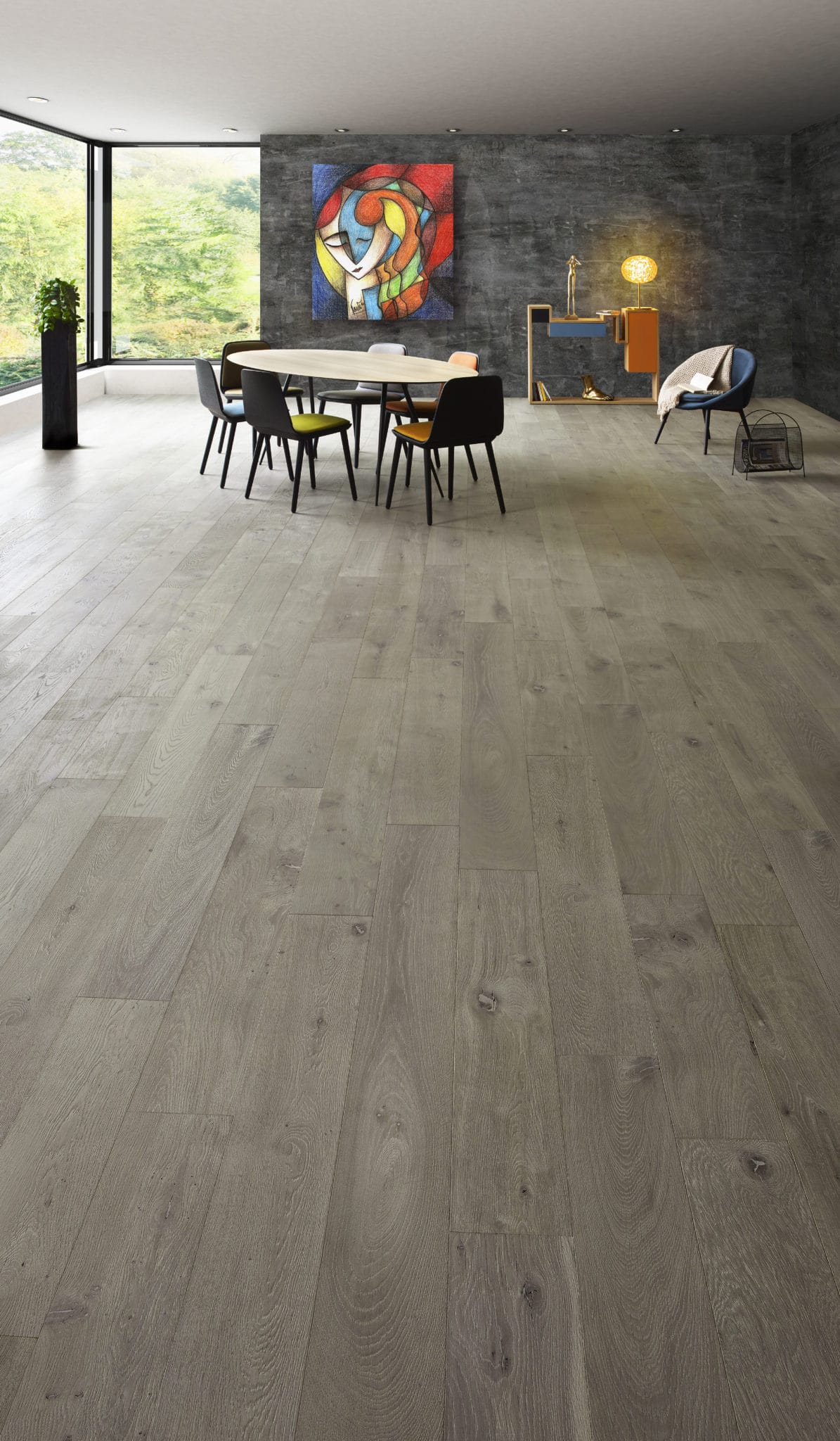 OPIUM ambiance design parquet floor grey structured oil